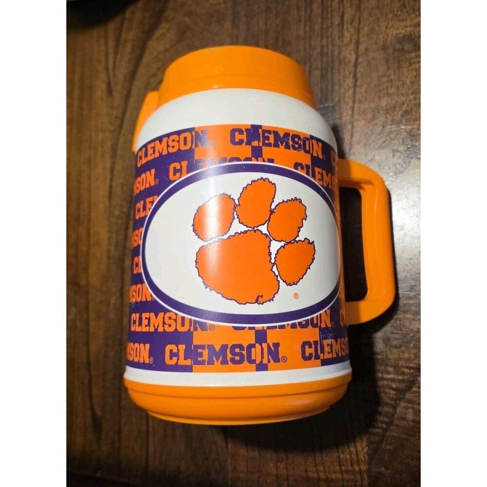 Vintage Clemson Tigers Whirley 32 oz Insulated Mug Travel Cup Orange Purple NCAA